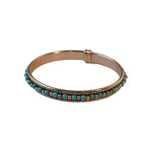 Bronzo Italia Rose Bronze Turquoise Bead Round Minimalist Bangle Bracelet